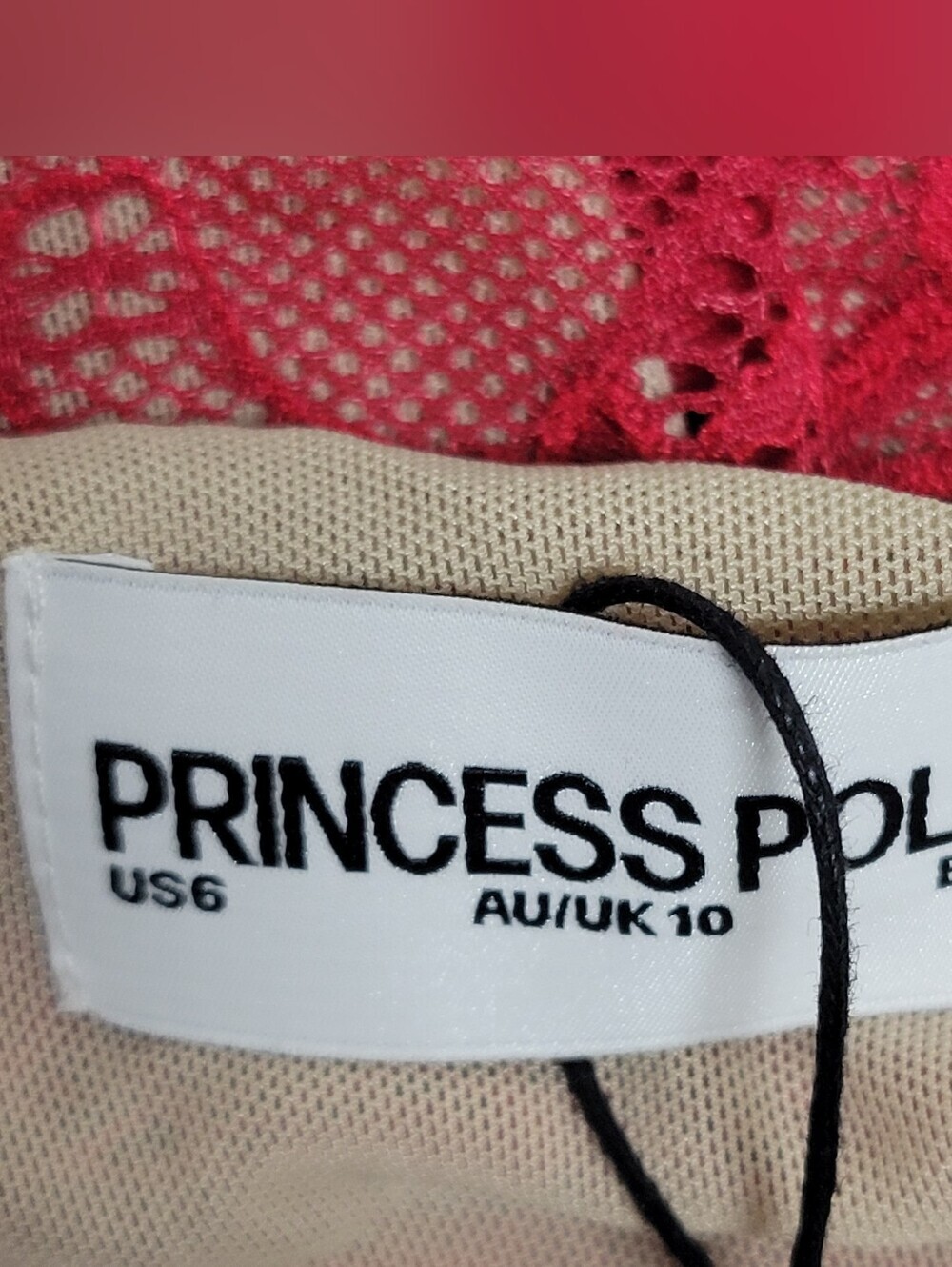 Princess Polly NWT Strapless Red Lace Ruched Mini Dress. - Picture 2 of 14